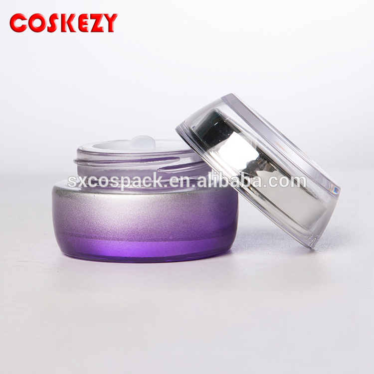 New 30g Cosmetic Jar, 1 oz Purple Empty Glass Cream Jar With Silver Cap