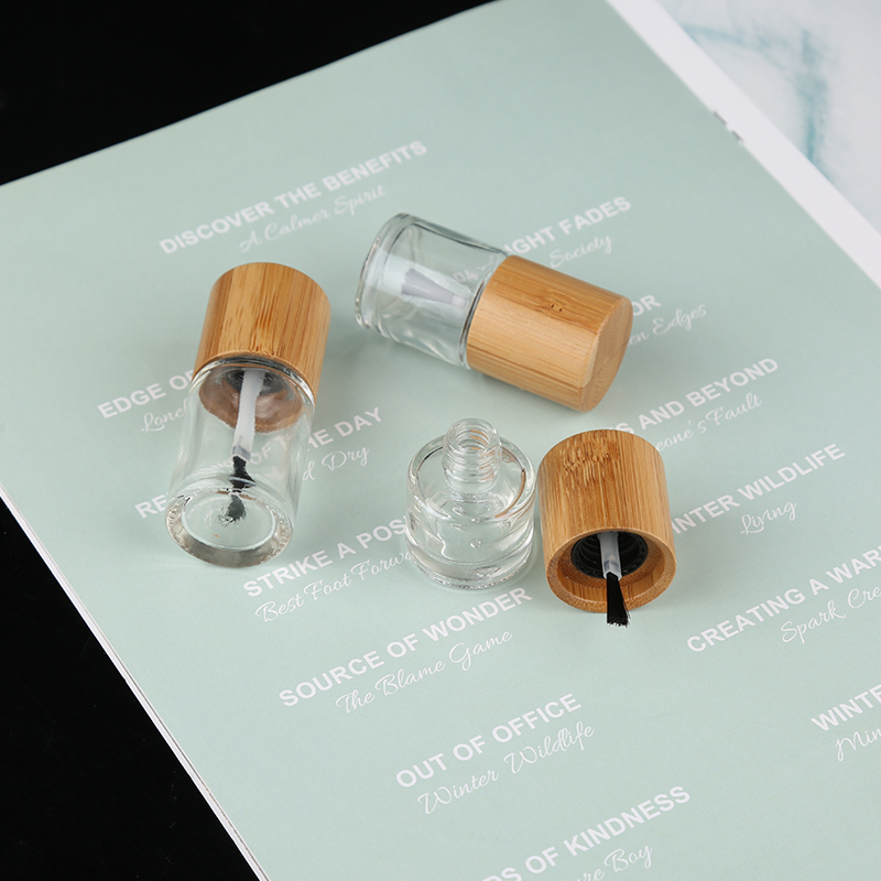 New 3ml 5ml 10ml nail polish essential oil glass tube bottle with bamboo cap packaging