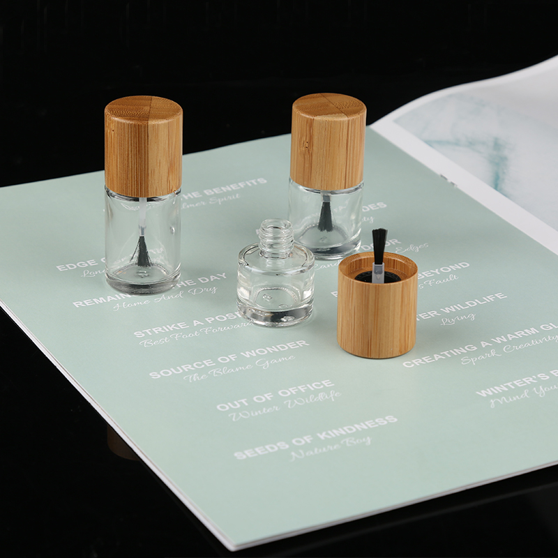 New 3ml 5ml 10ml nail polish essential oil glass tube bottle with bamboo cap packaging