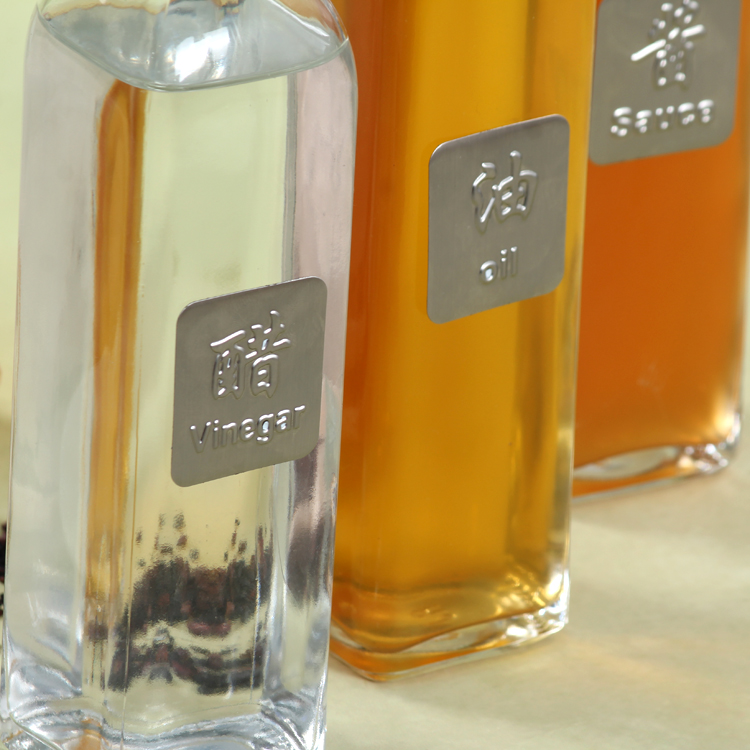 New 500ml Square Clear Color Aluminium Lid Glass Oil Bottle with Printing