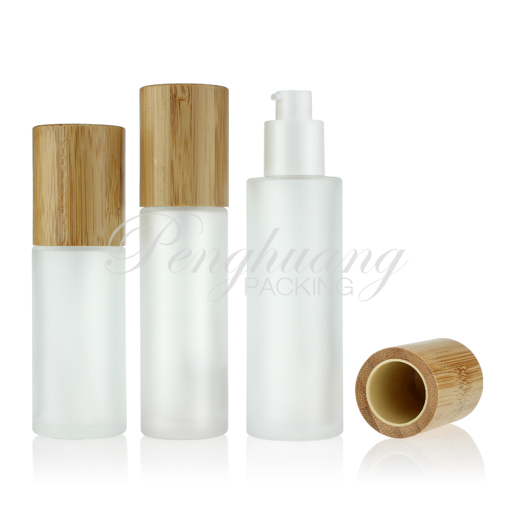 New 50g Cosmetic Skin Care Face Cream Recycled Cosmetic Packaging Glass Jar With Bamboo Lid