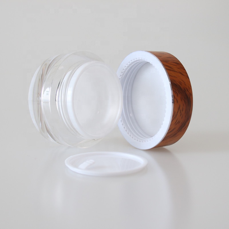 New 50g empty plastic cosmetic cream jar with bamboo water transfer printing lid for eye cream