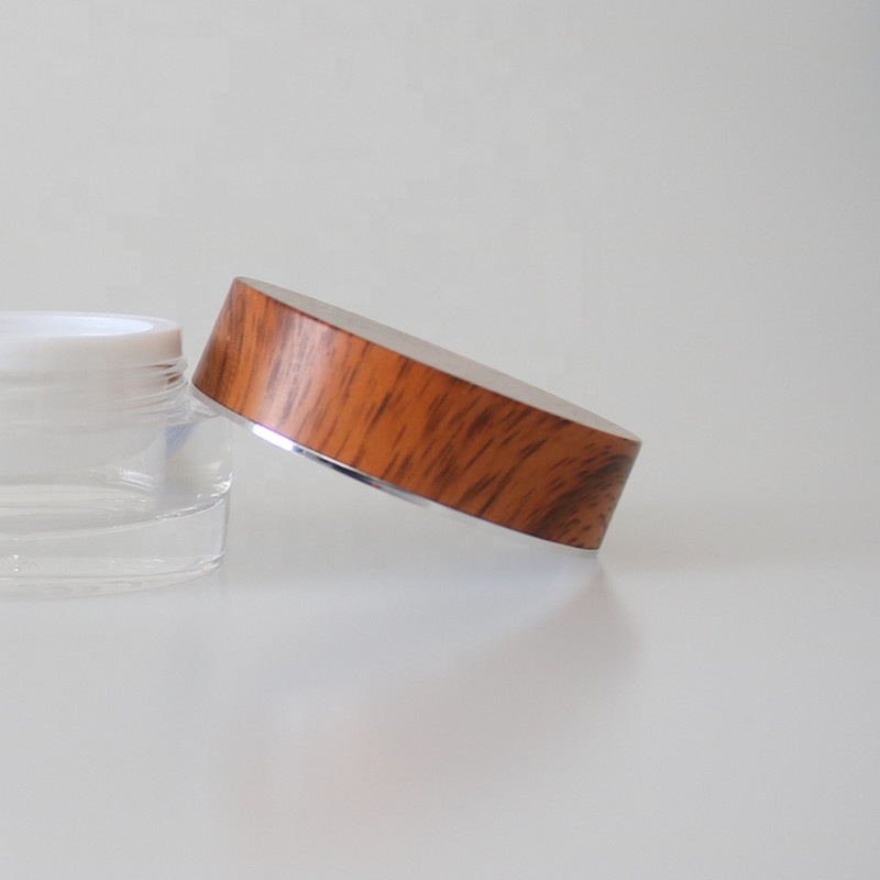 New 50g empty plastic cosmetic cream jar with bamboo water transfer printing lid for eye cream