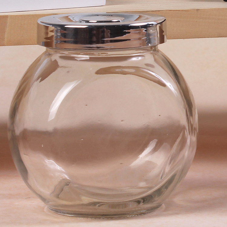 New 50ml 150ml 350ml 450ml Flat Drum Big Belly Glass Jar with Silver Lid for Storage