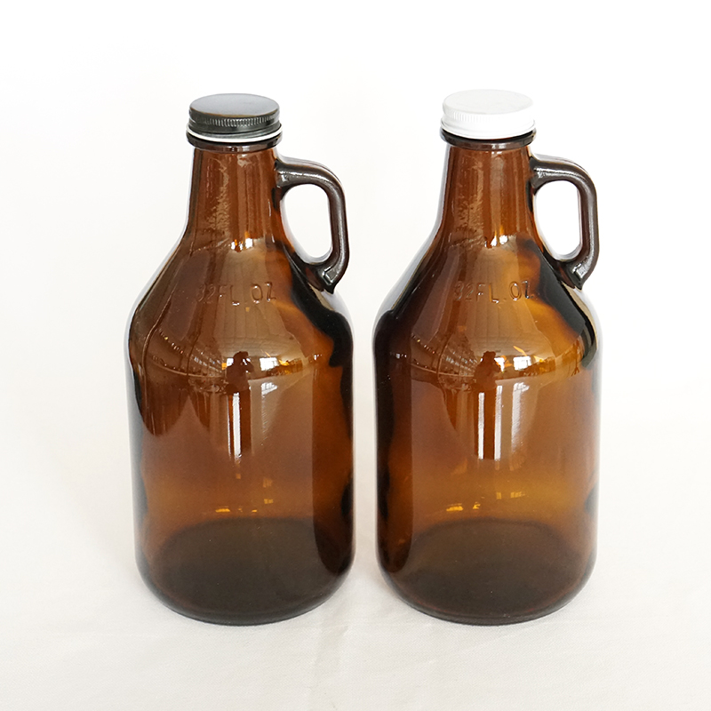 New Arrival 1000ml 32oz Amber Injection Glass Bottle Beer Growler with Screw Cover