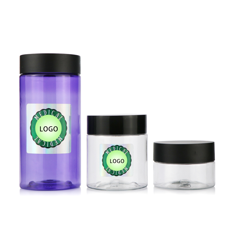 New Arrival 50ml 90ml 250ml Smell Proof jar Plastic Child Resistant Herb Weed Jar With Lid