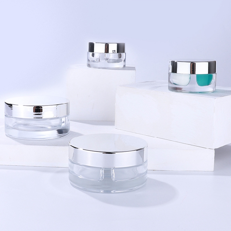 New Arrival Both Sides Transparent Glass Thick bottom Eye Cream 70g 20g Cosmetic Glass Jar