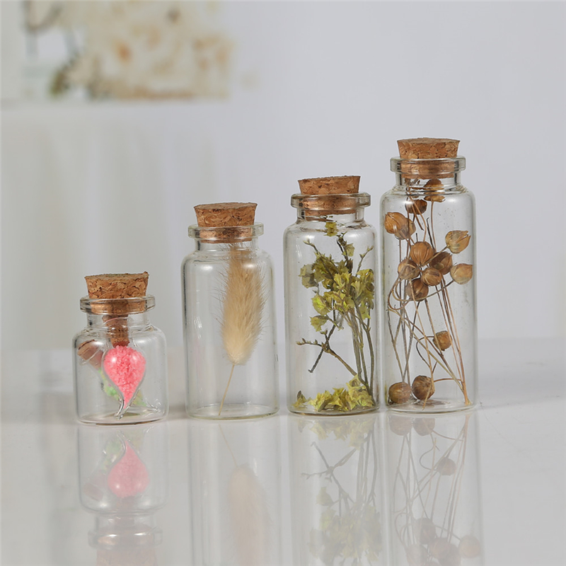 New Arrival Clear Empty Cork Stopper Glass Vials Glass Wishing Bottle Wedding Small Wishing Bottles