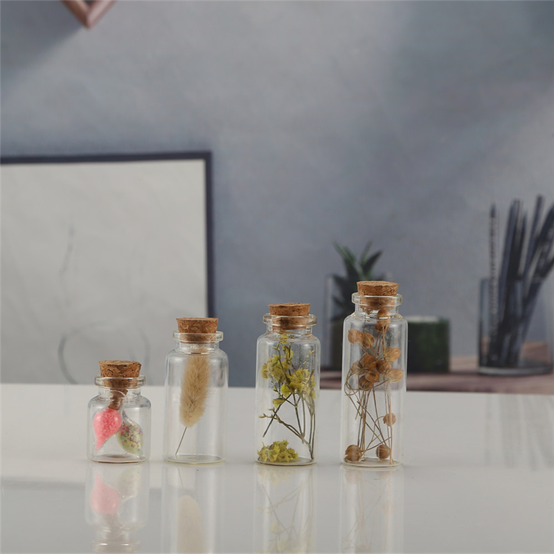 New Arrival Clear Empty Cork Stopper Glass Vials Glass Wishing Bottle Wedding Small Wishing Bottles