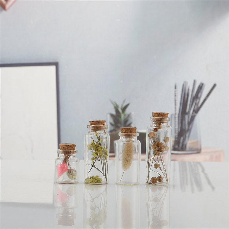 New Arrival Clear Empty Cork Stopper Glass Vials Glass Wishing Bottle Wedding Small Wishing Bottles