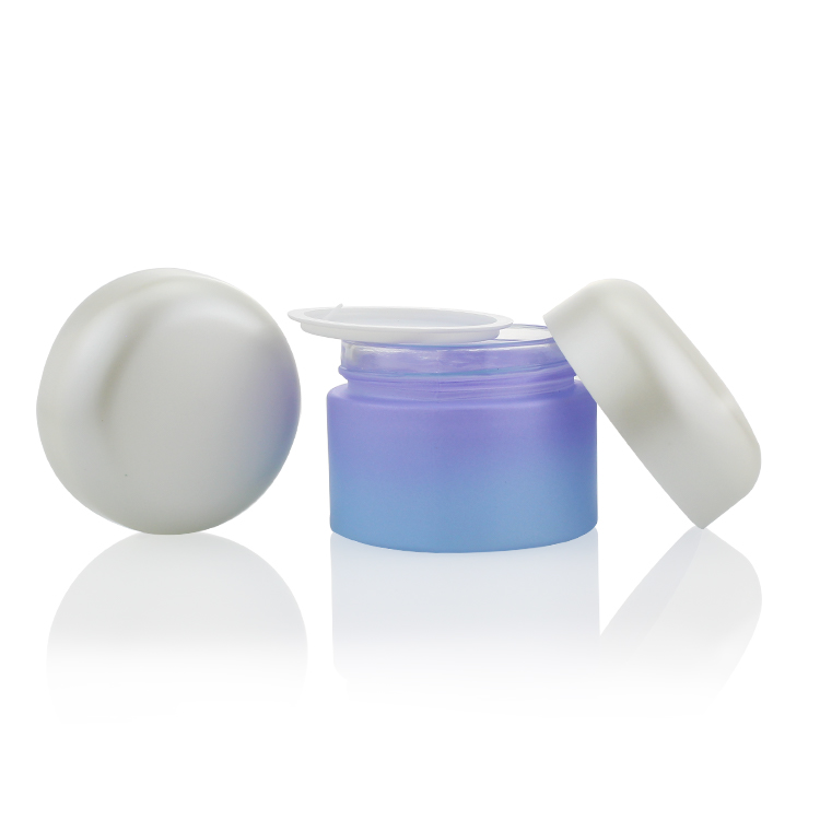New Arrival Cosmetic Glass Jars Manufacturer Gradient Blue Cosmetic Glass Jars 15ml 20ml 30ml 50ml Glass Jar Cosmetics