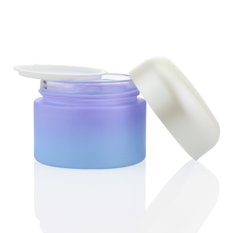 New Arrival Cosmetic Glass Jars Manufacturer Gradient Blue Cosmetic Glass Jars 15ml 20ml 30ml 50ml Glass Jar Cosmetics