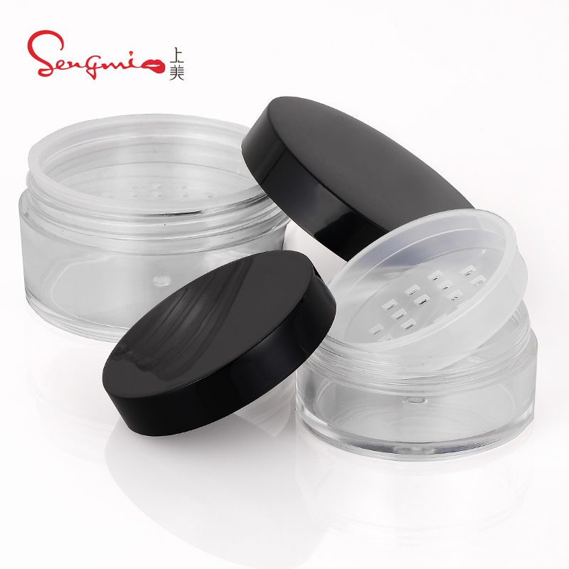New Arrival Custom Logo Sifter Plastic Cosmetic Makeup Powder Case Jar Container Empty Loose Powder Packaging