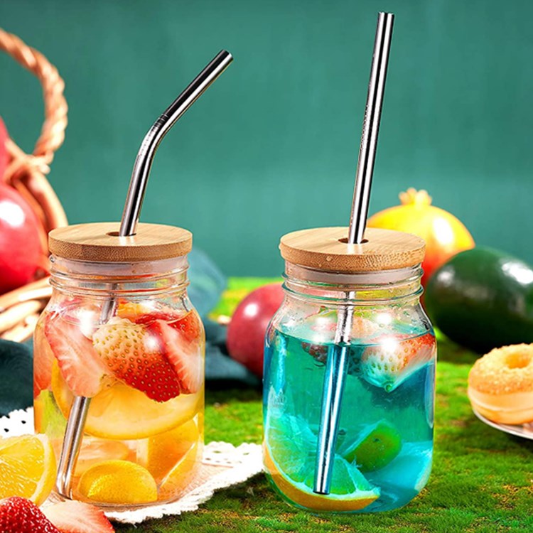 New Arrival Mason Jars 16oz Glass Drinking Bottle with Bamboo Wood Lids