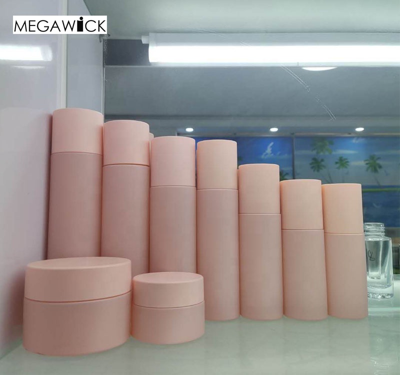 New Arrival Matt Pink Lotion Packaging Bottle,Straight Round Spray Glass Bottle Set 40ml 50ml 60ml 70ml 110ml