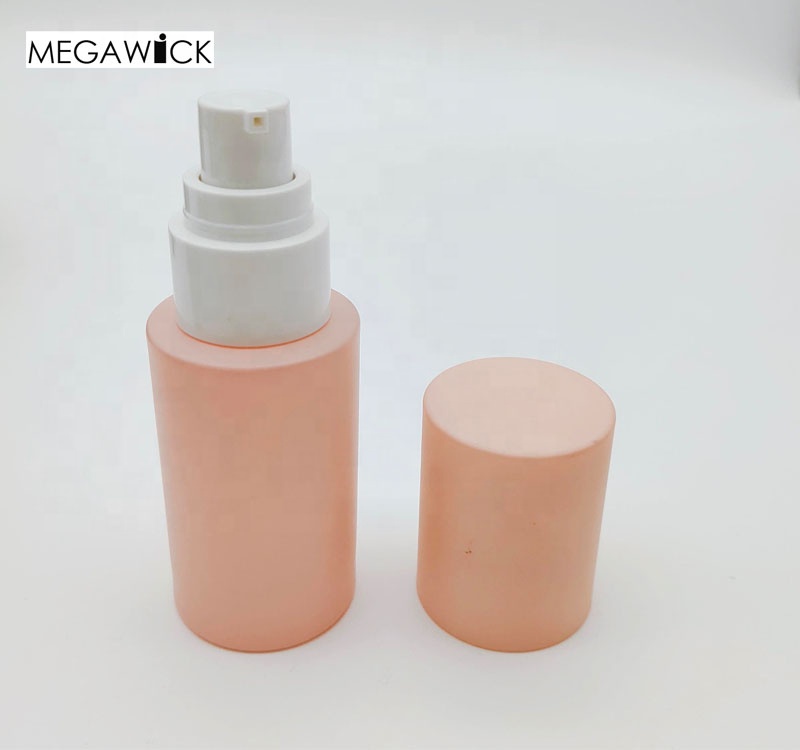 New Arrival Matt Pink Lotion Packaging Bottle,Straight Round Spray Glass Bottle Set 40ml 50ml 60ml 70ml 110ml