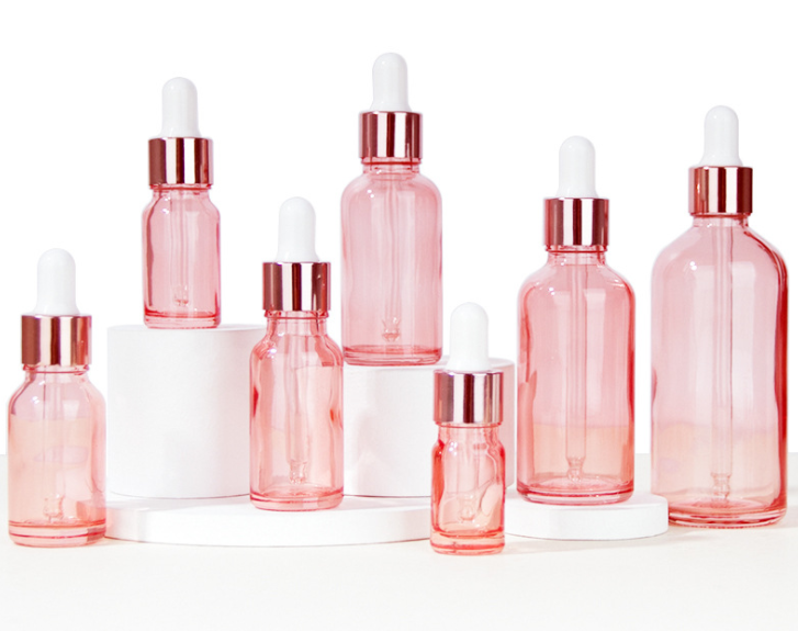 New Arrival Pink Glass Bottle Essential Oil Dropper Bottle 30ml Customized Dropper Bottle