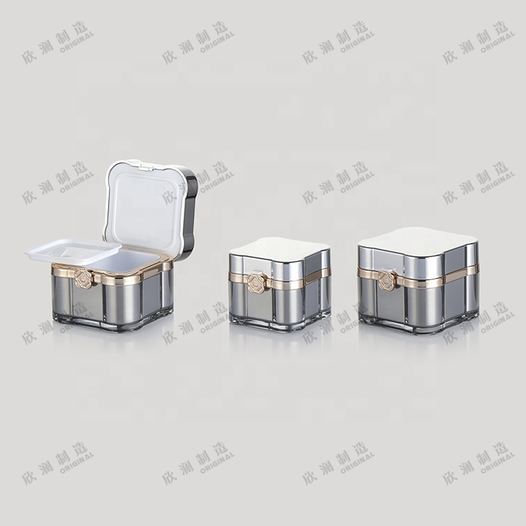 New Arrival Square Shape Luxury Cosmetic Lotion Pump Bottle And Square Cream Jar Set