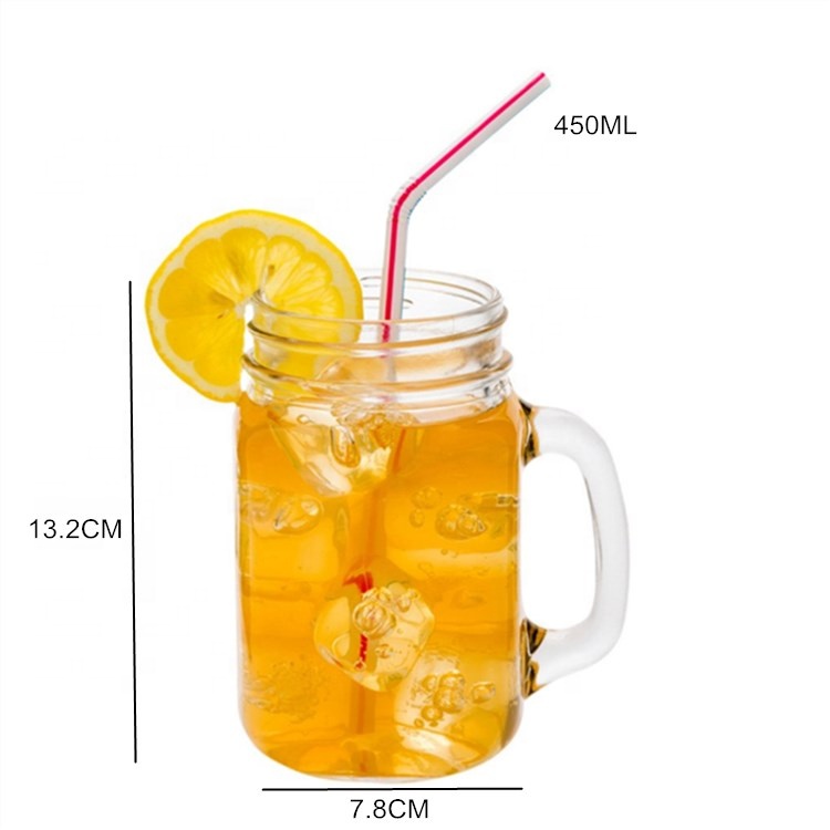 New Arrival Wide Mouth 16oz Mason Glass Jars with Stainless Steel Straw Lids