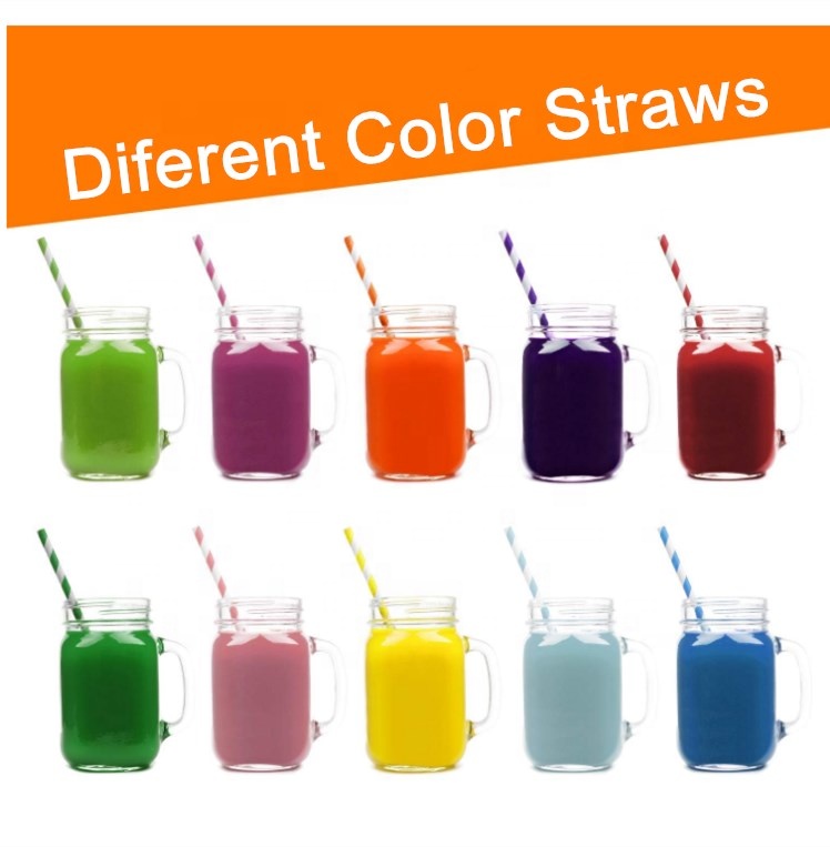 New Arrival Wide Mouth 16oz Mason Glass Jars with Stainless Steel Straw Lids