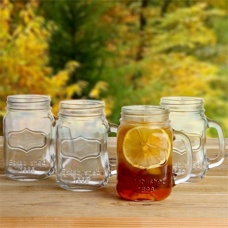 New Arrival Wide Mouth 16oz Mason Glass Jars with Stainless Steel Straw Lids