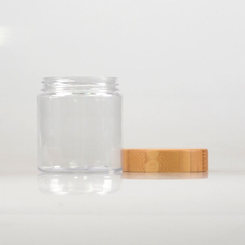 New Arrival With Wooden Cosmetic Plastic Glass Jar Lid And Spoon