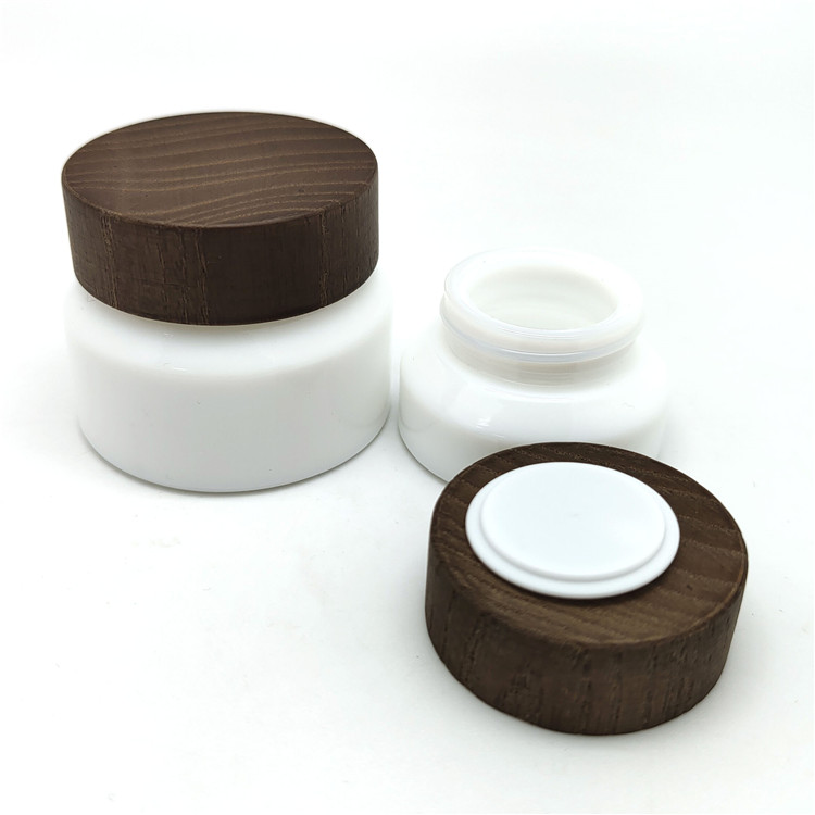 New Arrival cosmetics cream jars 15g 50g ceramic whiteware eye cream jar with wooden cap bamboo cream jars