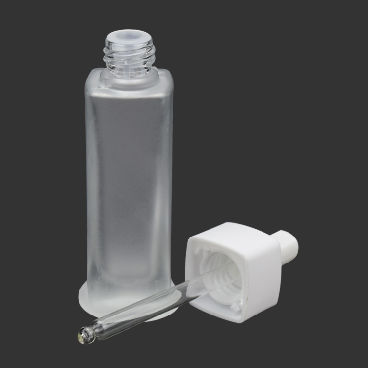 New Arrival square 30ml frosted glass serum bottle with dropper for serum essential oil