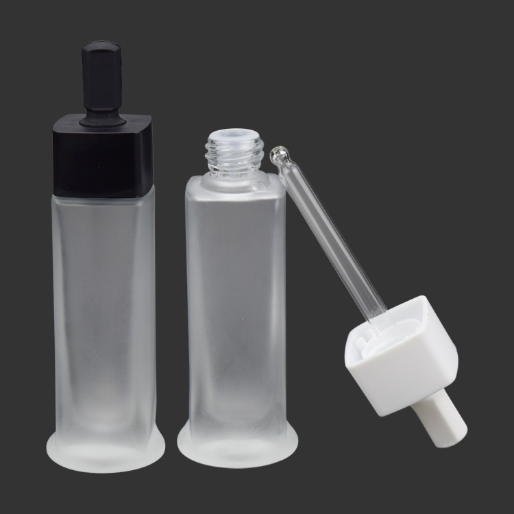 New Arrival stock products custom size square glass dropper serum bottle 30ml