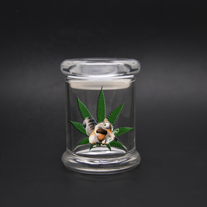 New Arrive Hot Selling Multicolor Airtight Smoking Glass Vacuum Herb Storage Container Tobacco Weed Stash Jar with Hinged Lid