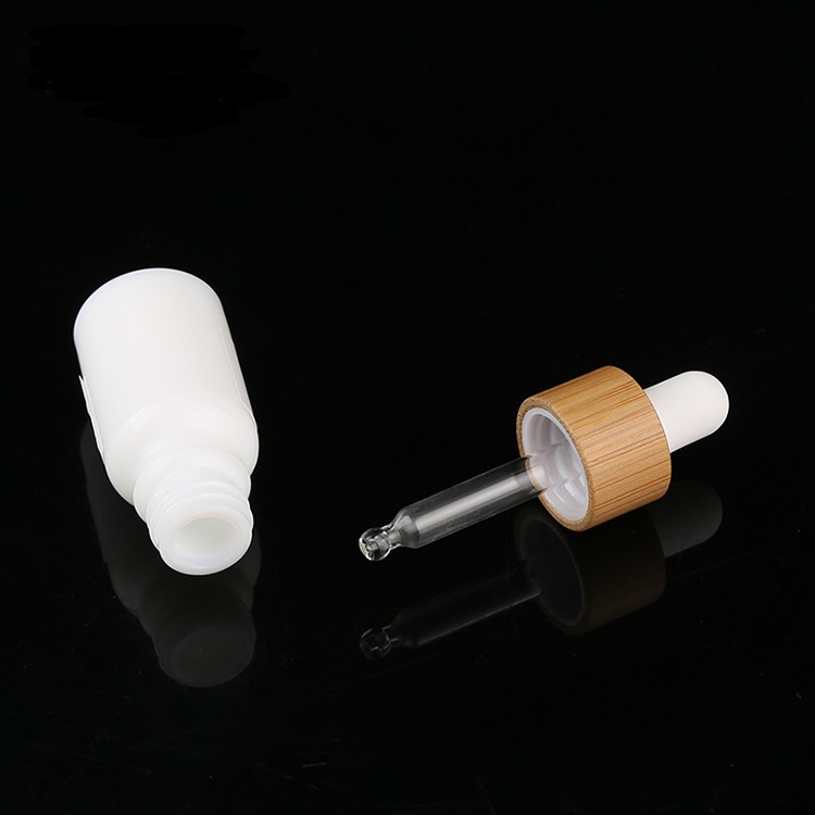 New Arrived 10ML 15ML 30ML 50ML 100ML White Glass Dropper Bottle With Bamboo pump