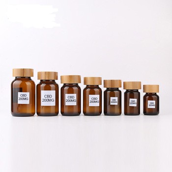 New Arrived Amber Cbd E Liquid Bottle Amber Glass Bottle with Bamboo Lid Child Proof Cap