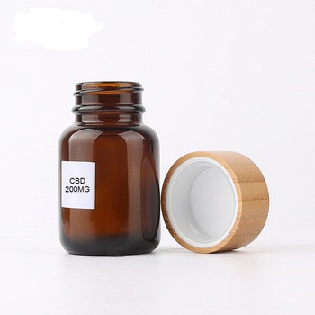 New Arrived Amber Cbd E Liquid Bottle Amber Glass Bottle with Bamboo Lid Child Proof Cap
