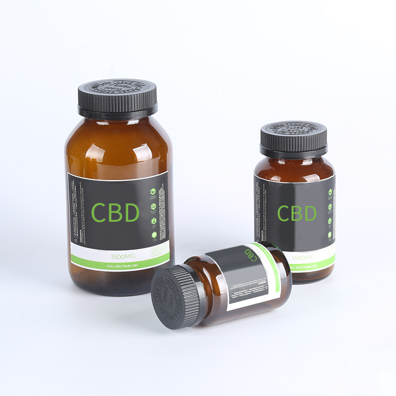 New Arrived amber cbd bottle pharmaceutical amber glass bottle amber glass jar glass jar with black lid