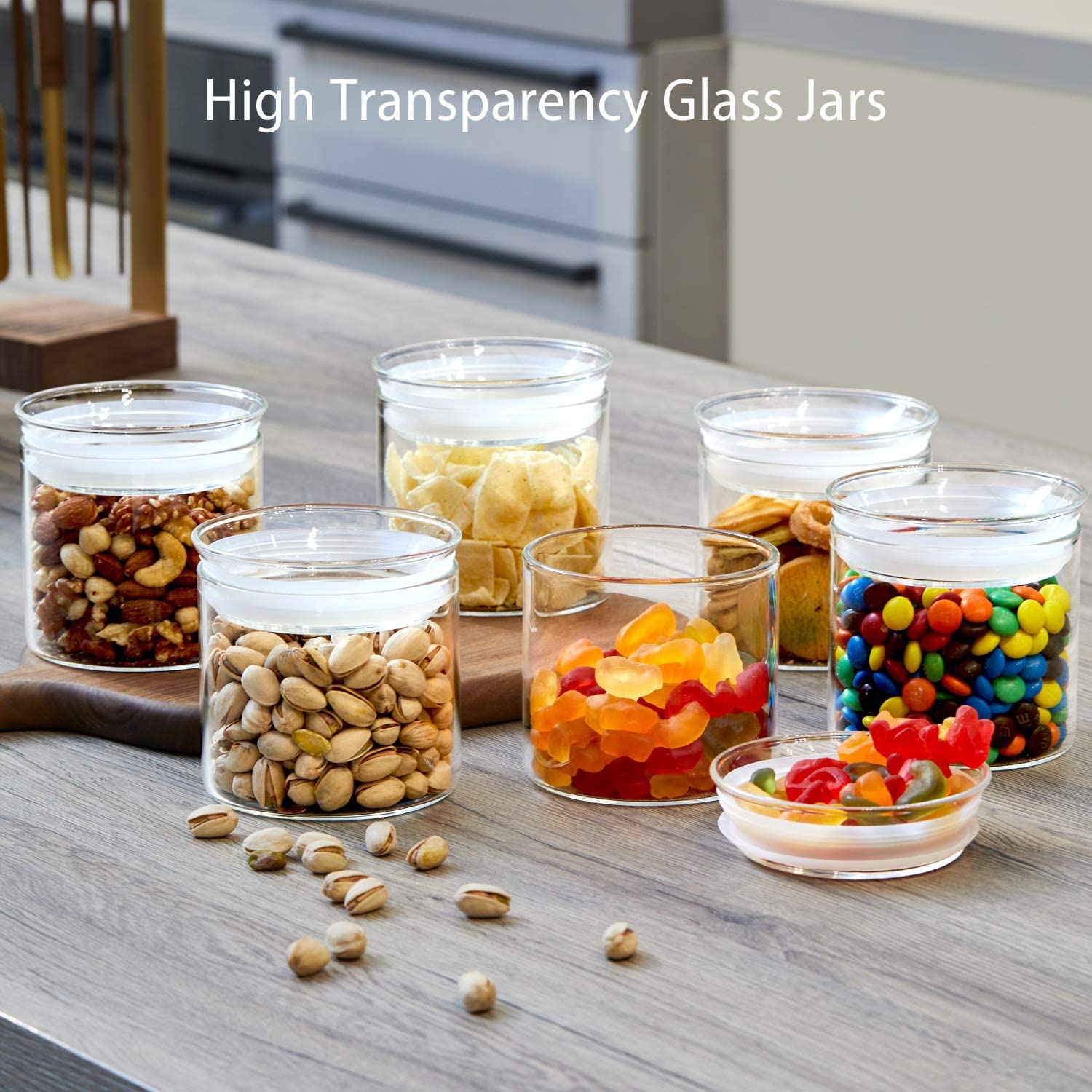 New Borosilicate Glass Food Storage Container Woth Glass Lid Stackable Jars