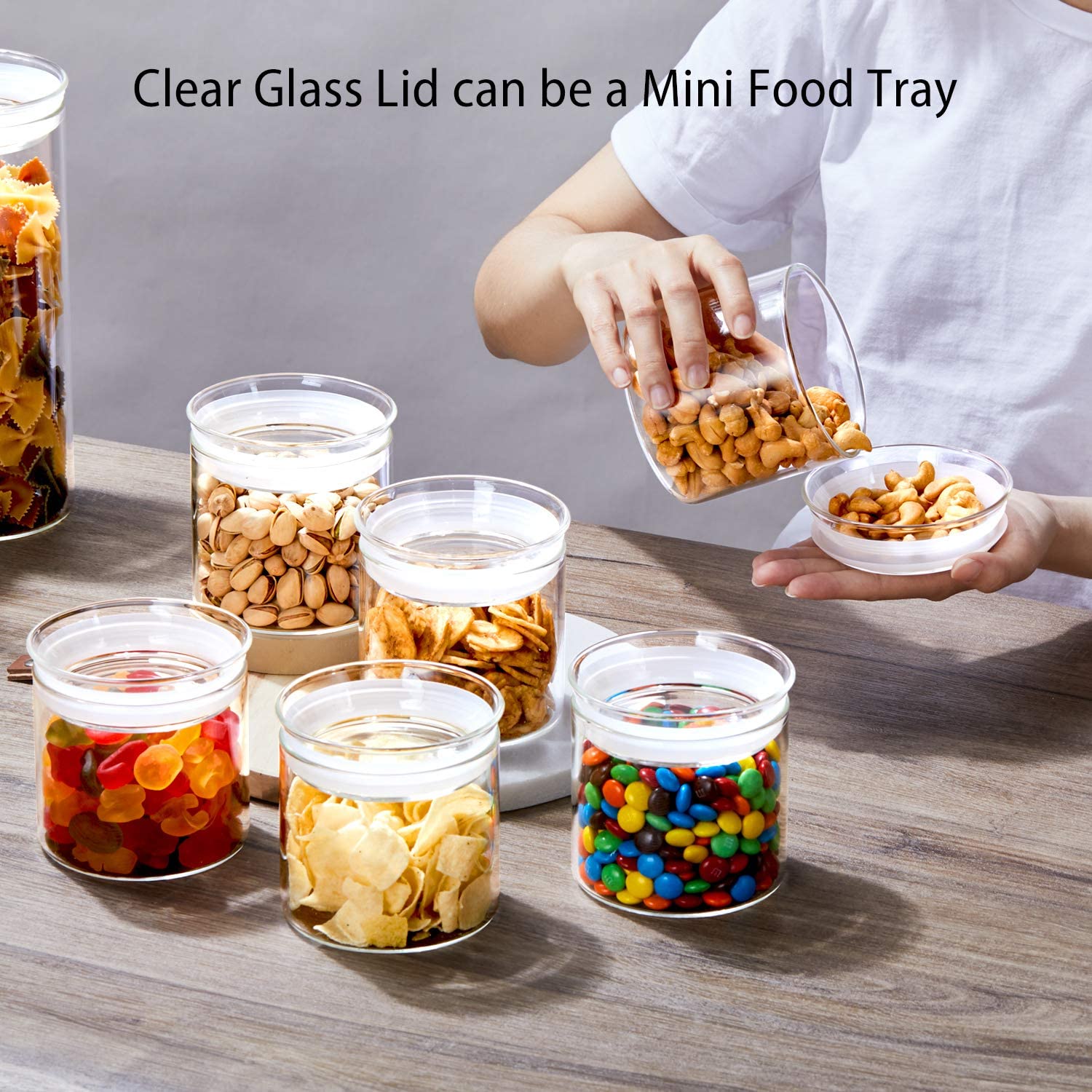 New Borosilicate Glass Food Storage Container Woth Glass Lid Stackable Jars