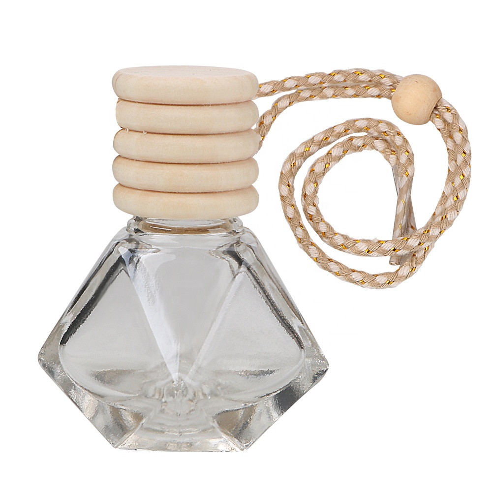 New Car Smell Perfume Wooden Cover Hanging Perume Fragrance Empty Refillable Bottle Car Fragrance