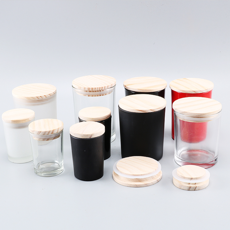 New Christmas Matte White Glass Candle Jars Candle Jars Bamboo Lid
