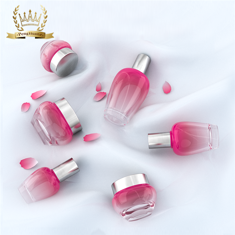 New Concept Cherry Shape Skin Care Containers Sets Gradient Cosmetic Glass Bottle and Jar