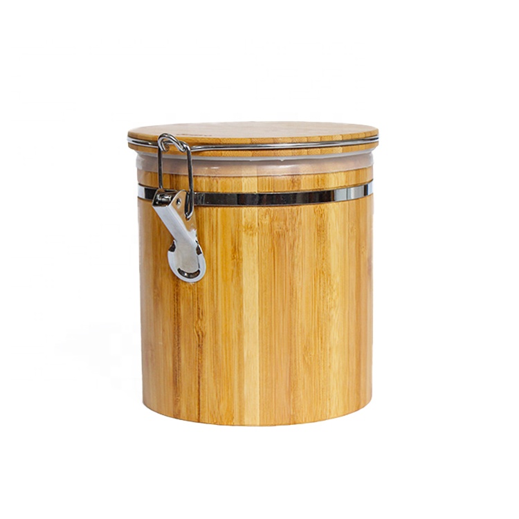 New Design 100% Organic Bamboo Round Box Spice Jar Bamboo Salt Container