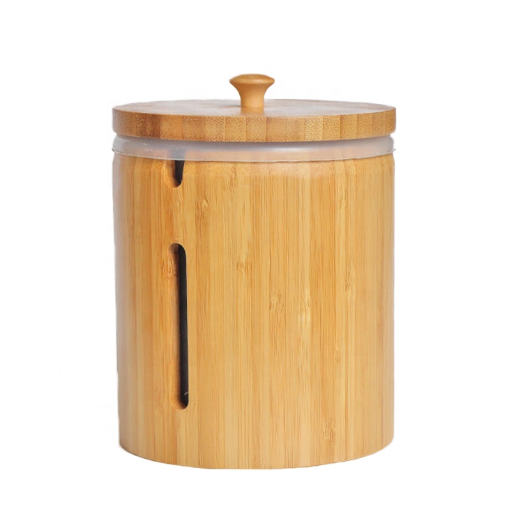 New Design 100% Organic Bamboo Round Box Spice Jar Bamboo Salt Container