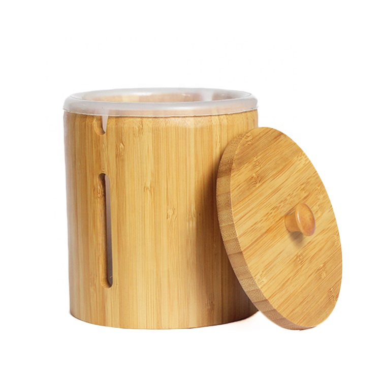 New Design 100% Organic Bamboo Round Box Spice Jar Bamboo Salt Container
