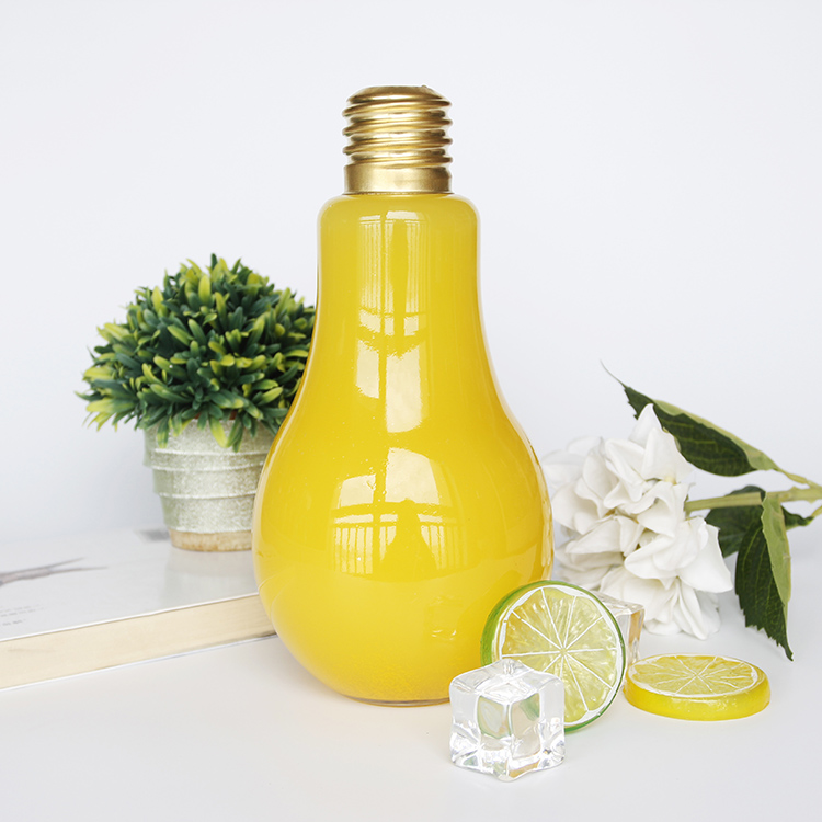 New Design 100ml 200ml 500ml Clear Light Bulb Glass Drink Bottle For Beverage Juice Milk