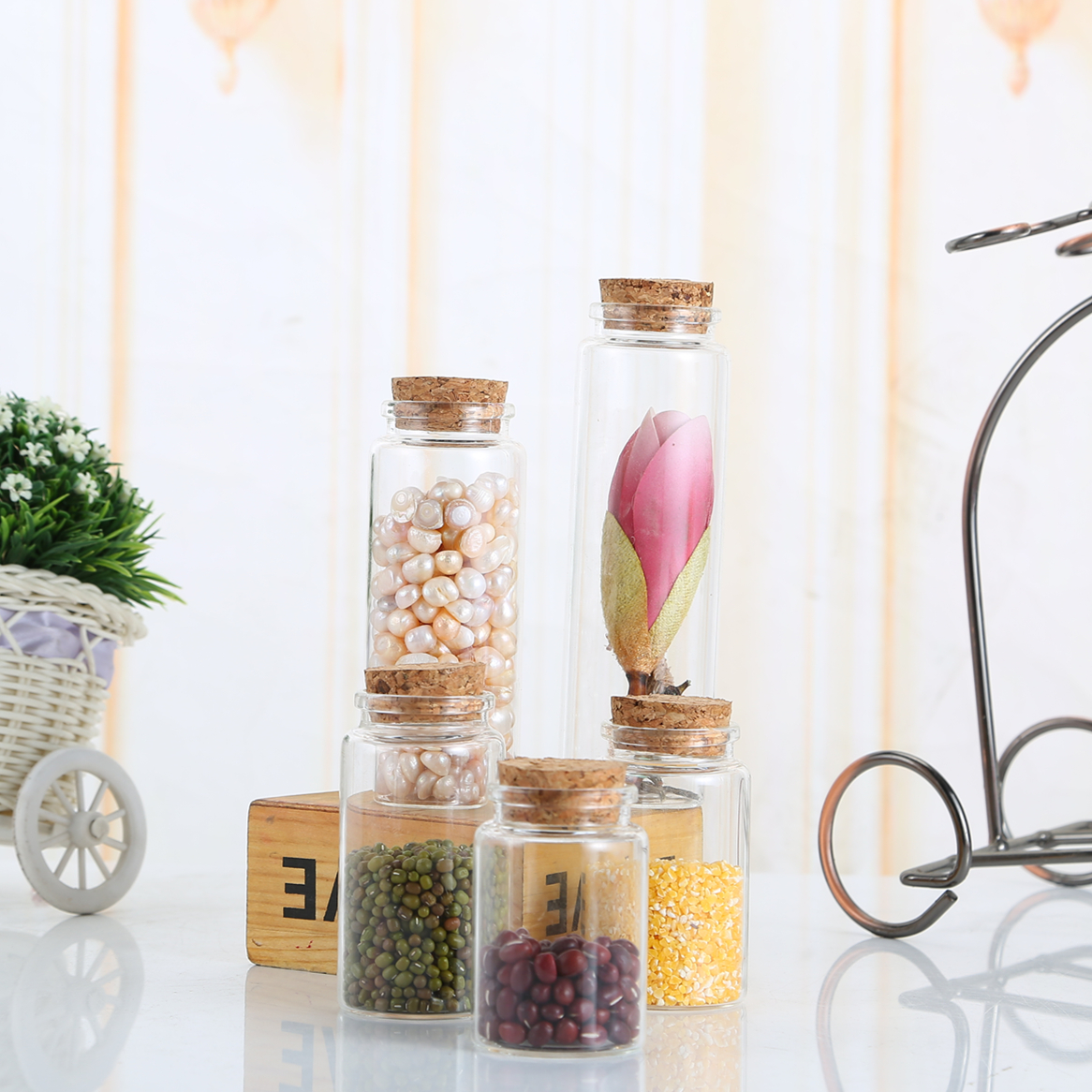 New Design 100ml Clear Glass Wishing Mini Drifting Bottle with Cork Stopper