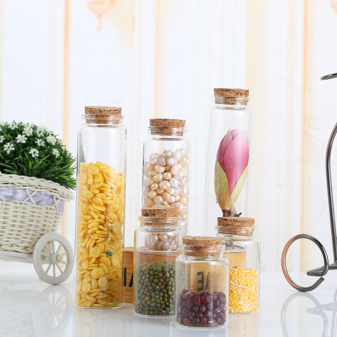 New Design 100ml Clear Glass Wishing Mini Drifting Bottle with Cork Stopper