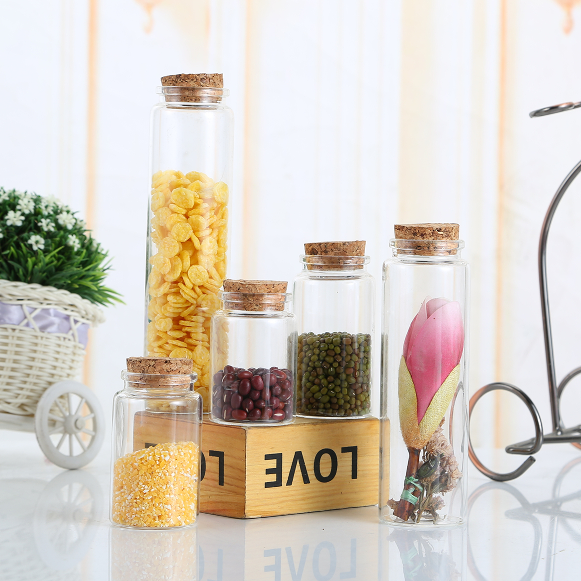 New Design 100ml Clear Glass Wishing Mini Drifting Bottle with Cork Stopper