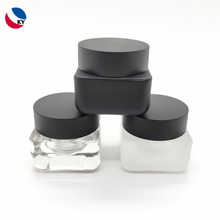New Design 15ml 0.5oz square clear frosted matte black cosmetic lip balm jar with lid