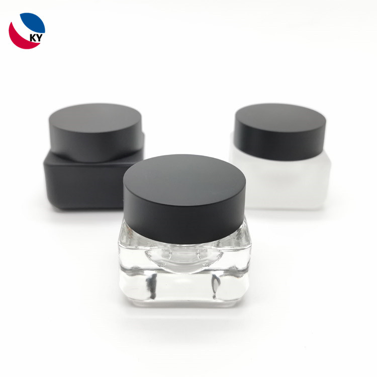 New Design 15ml 0.5oz square clear frosted matte black cosmetic lip balm jar with lid