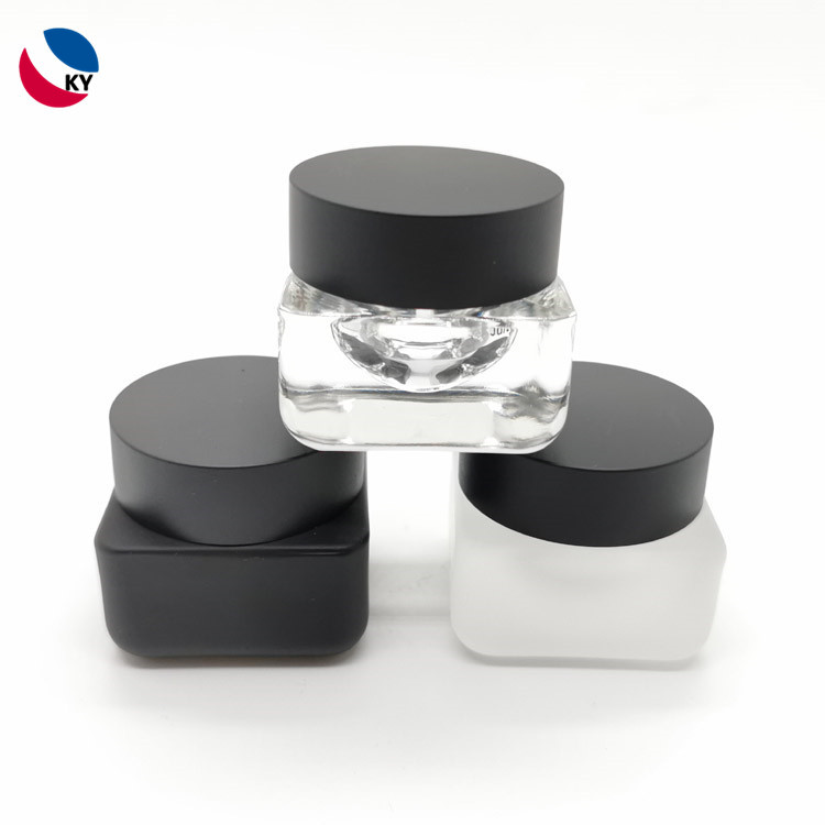 New Design 15ml 0.5oz square clear frosted matte black cosmetic lip balm jar with lid