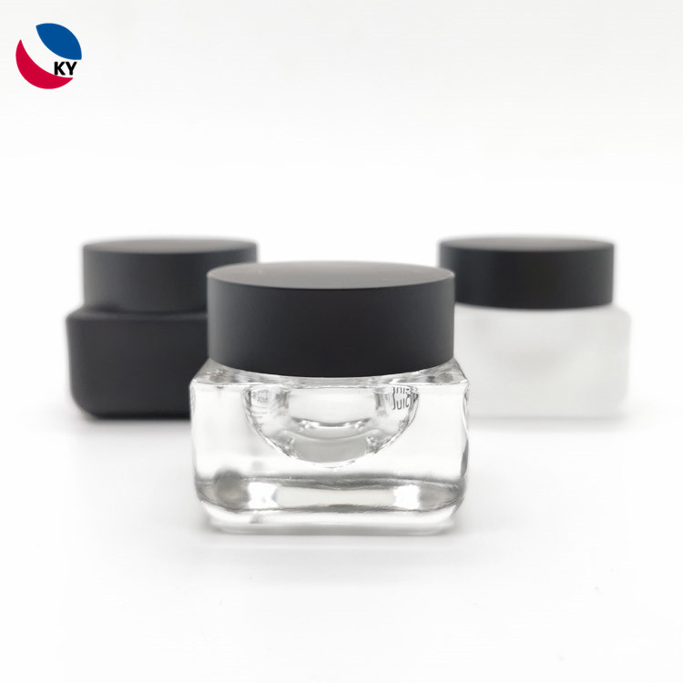 New Design 15ml 0.5oz square clear frosted matte black cosmetic lip balm jar with lid
